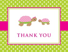 Turtle Baby Pink Green Polka Dots Thank You Cards