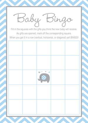 Blue Chevron Elephant Baby Wish Cards