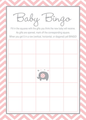 Pink Chevron Elephant Baby Raffle Cards