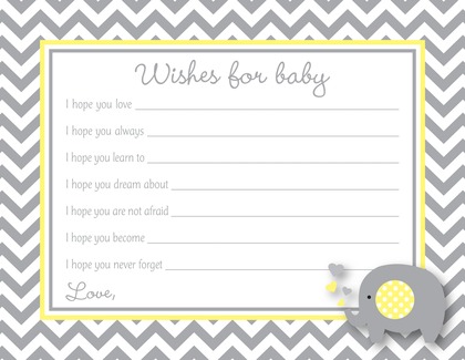 Chevron Mint Elephant Baby Wish Cards