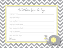 Chevron Yellow Elephant Baby Wish Cards