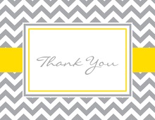 Yellow Stripes Silver Glitter Stars Thank You Cards