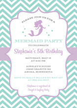 Aqua Lavender Mermaid Birthday Invitations