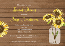 Sunflower Wood Bridal Shower Invitations