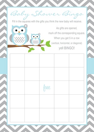 Blue Grey Chevron Owls Advice Cards
