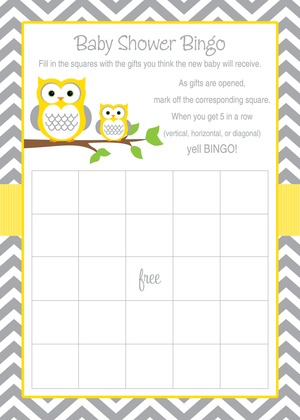 Yellow Grey Chevron Owls Advice Cards