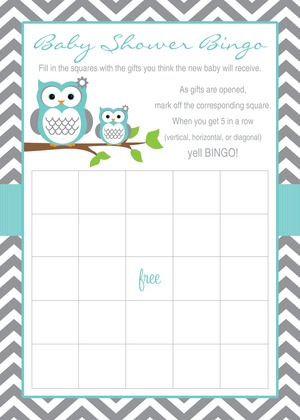 Turquoise Adorable Hoot Baby Wish Cards