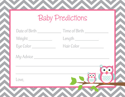 Deep Yellow Adorable Hoot Baby Prediction Cards