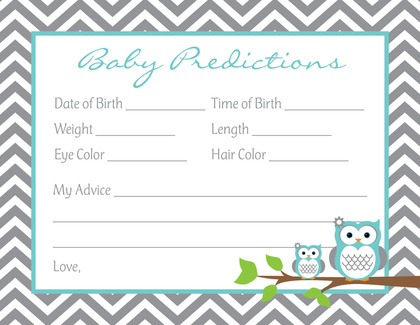 Turquoise Adorable Hoot Baby Shower Price Game