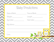 Deep Yellow Adorable Hoot Baby Prediction Cards