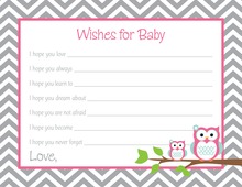 Deep Pink Adorable Hoot Baby Wish Cards