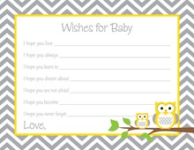 Deep Yellow Adorable Hoot Baby Wish Cards