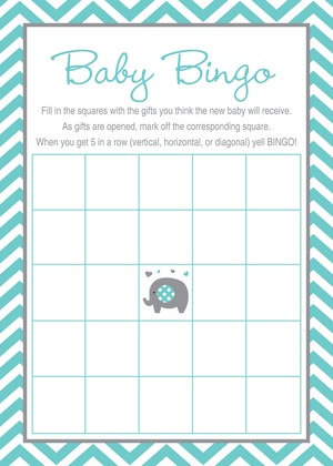 Teal Chevron Elephant Note Cards