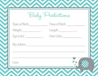 Lavender Chevron Elephant Baby Prediction Cards