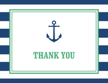 Navy Stripes Anchor Green Nautical Note