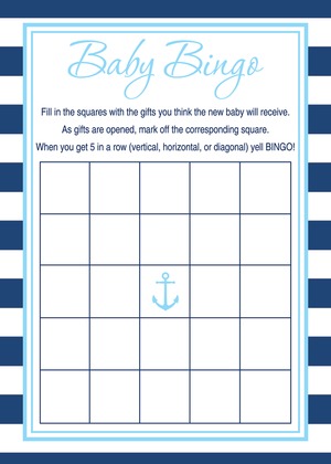 Navy Stripes Anchor Light Blue Raffle Cards