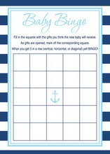Baby Blue Bow Tie Baby Shower Bingo Game