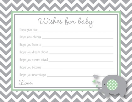 Pink Chevron Elephant Baby Wish Cards