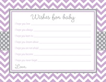 Purple Chevron Grey Border Baby Shower Wish Cards