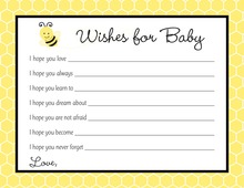 Adorable Bee Baby Shower Wish Cards