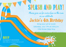 Boys Water Slide Birthday Party Invitations