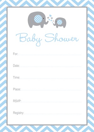 Navy Elephant Baby Shower Fill-in Invitations