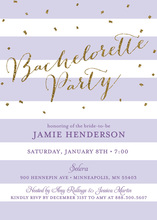 Lavender Stripes Gold Glitter Bachelorette Invites