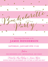 Pink Stripes Gold Glitter Bachelorette Invitations