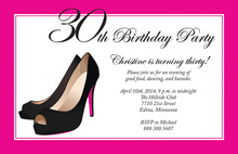 Formal Black Stiletto Heels Hot Pink Border Invitations
