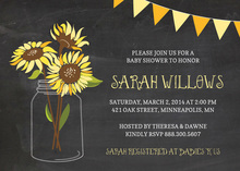 Mason Jar Sunflowers On Chalkboard Invitations
