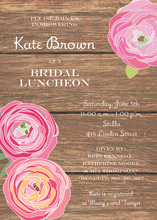 Pink Flower Rustic Wood Bridal Shower Invitations