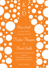 Bubbles Orange Champagne White Polka Dot Invitations