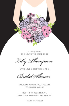 Beautiful Bouquet Bride Lavender Invitations