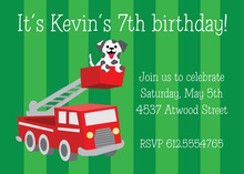 Fireman Fire Truck Birthday Invitations
