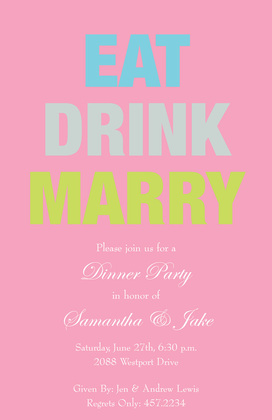 Chalkboard Eat Drink Marry Party Invitations