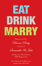 Simple Eat Drink Merry Red Invitation