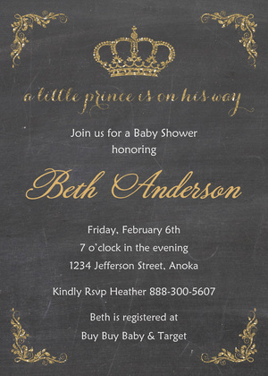 Royal Prince Rich Red Gold Crown Invitations