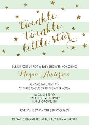 Yellow Stripes Twinkle Little Star Invites