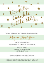Mint Stripes Gold Glitter Twinkle Little Star Invites