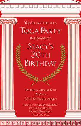 Hot Pink Toga Celebration Invitations