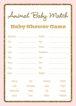 Gold Glitter Graphic Dots Pink Baby Animal Name Game