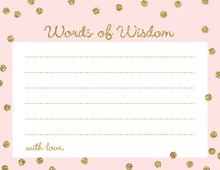 Pink Gold Dots Baby Shower Advice Cards