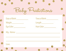 Pink Gold Dots Baby Shower Prediction Cards