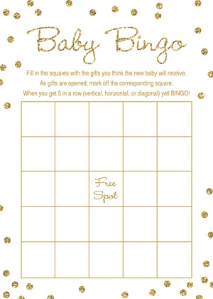 Faux Gold Glitter Dots Baby Bucket List Cards