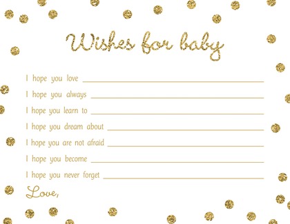 Faux Gold Glitter Dots Baby Bucket List Cards
