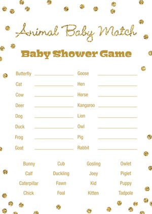 Gold Glitter Graphic Dots Baby Shower Bingo Game