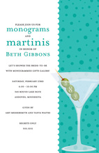 Swirl Martini Fun Navy Party Invitations