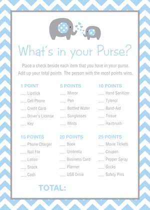 Teal Chevron Elephant What's In Your Purse Game