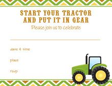 Green Tractor Multi Chevron Fill-in Invitations