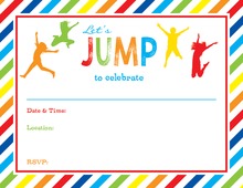 Multicolored Stripes Jumping Kids Fill-in Invitations